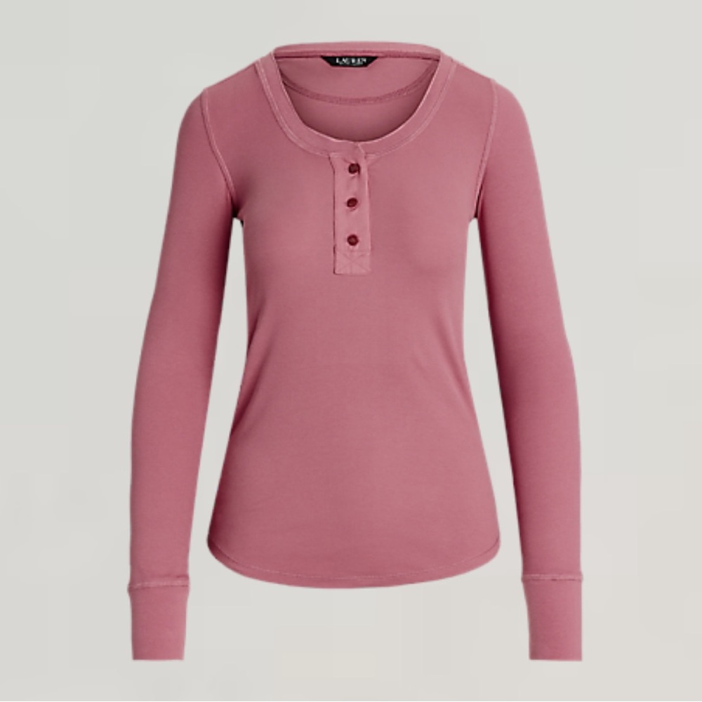 Lauren Ralph Lauren Henley Cotton Long Sleeve Size Medium - Picture 3 of 12